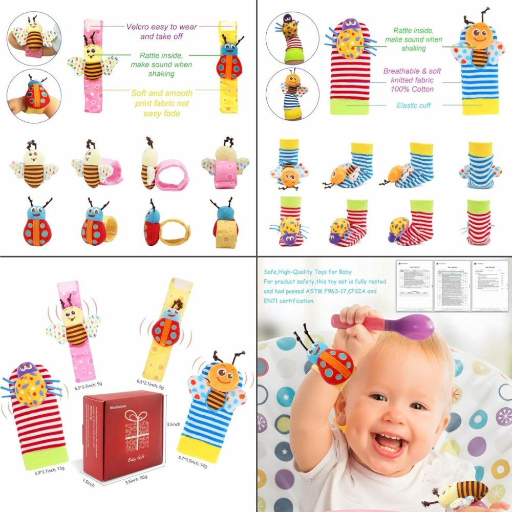 Baby Rattles Toys For 0-12 Month  Infant Girl Boy Toys For Babies 3-6 Months  Newborn Hand & Foot Toys For 0 To 9 Months  Baby Shower Gifts Set With Wrist Rattle Socks  |  Rattles & Plush Rings All Toys multicolored