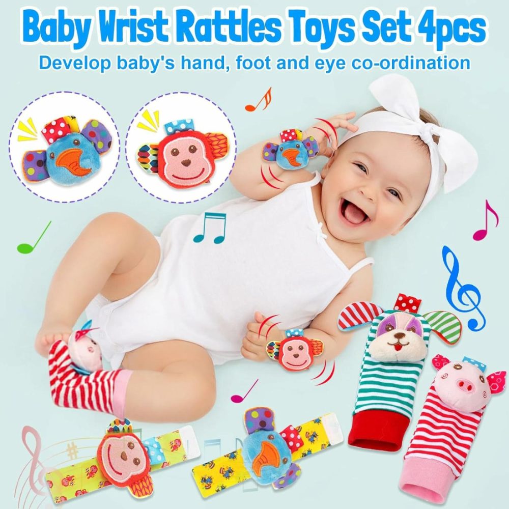 Baby Rattles Toys For 0-6 Months – 18 Pcs Infant Toys 0-3 Month Old Baby Boy Girl Gifts Set With Teething And Wrist Socks Rattle Infant Newborn Sensory Toy  |  Rattles & Plush Rings All Toys 14PCS