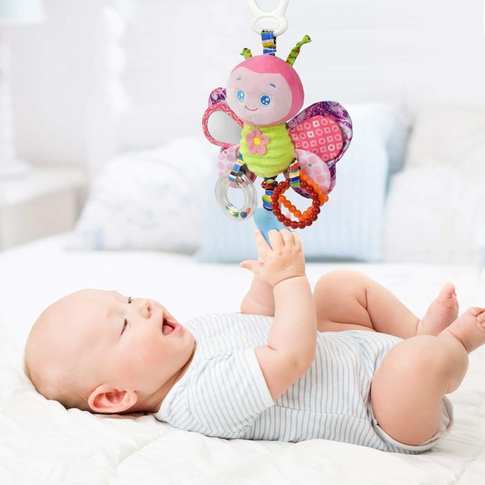 Baby Rattles Toys With Teether,Bed Bell For Toddler In Pram,Gifts For Baby Aged 3 Months Or More(Butterfly)  |  Rattles & Plush Rings All Toys Pink