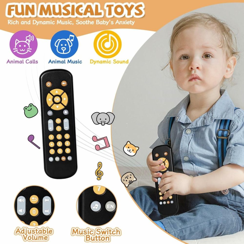 Baby Remote Control Toy For 6 Months+ With Music  Tv Remote Toy With Realistic Light And Sound – English  French And Spanish For Infant Play Remote Musical Toys  Bpa Free  Black  |  Musical Toys All Toys Black - Classic