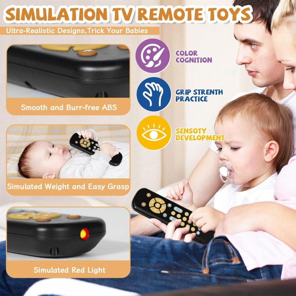 Baby Remote Control Toy For 6 Months+ With Music  Tv Remote Toy With Realistic Light And Sound – English  French And Spanish For Infant Play Remote Musical Toys  Bpa Free  Black  |  Musical Toys All Toys Black - Classic