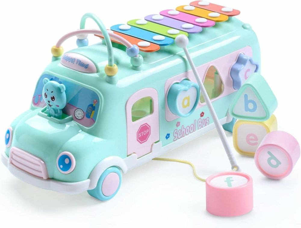 Baby School Bus Xylophone Toy For Toddlers 1-3  Baby Musical Bus Toys For 1 Year Old Girl  Shape Puzzles Knocking Xylophone Educational Musical Toys  Christmas Birthday Gifts For Boys And Girls  |  Musical Toys All Toys