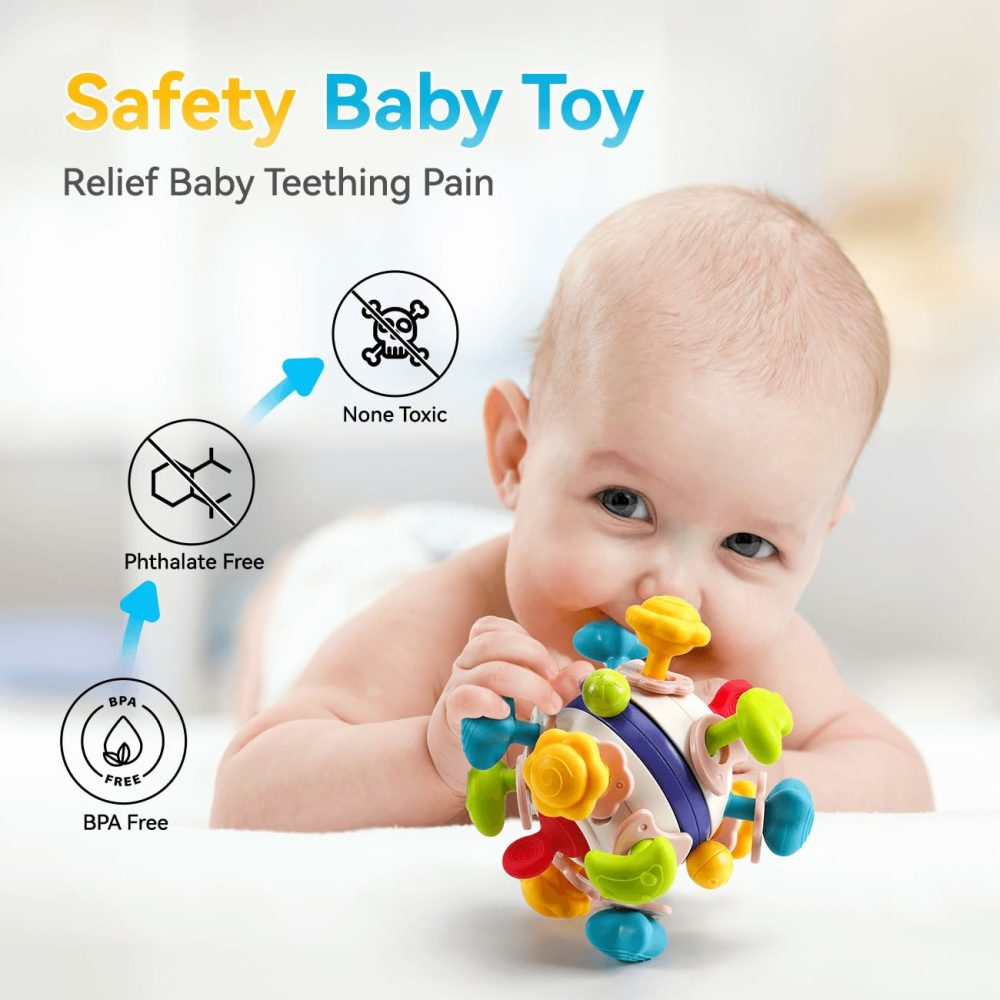 Baby Sensory Teething Rattle Toys – Baby Teething Toys For 0-6-12 Months – Montessori Sensory Rattle Toys – Baby Einstein Toys – Gifts For Infant Newborn Baby Boys Girls 0 3 6 9 12 Month Old Baby Toys  |  Rattles & Plush Rings All Toys multicolored