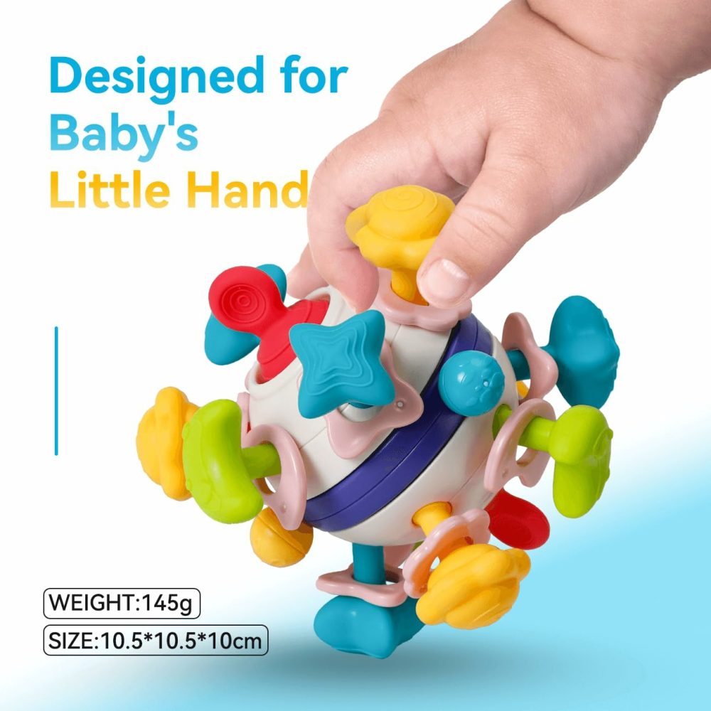 Baby Sensory Teething Rattle Toys – Baby Teething Toys For 0-6-12 Months – Montessori Sensory Rattle Toys – Baby Einstein Toys – Gifts For Infant Newborn Baby Boys Girls 0 3 6 9 12 Month Old Baby Toys  |  Rattles & Plush Rings All Toys multicolored