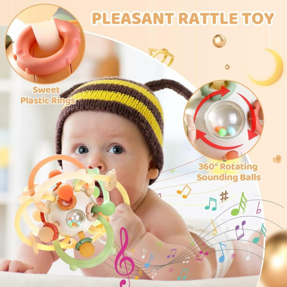 Baby Sensory Teething Teether Toys  Infant Montessori Toys  Silicone Baby Rattle Balls Toys  Baby Chew Toys For 3-6-12-18 Months Sucking Needs  Teethers Relief  Bpa Free  Brown  |  Teethers All Toys brown