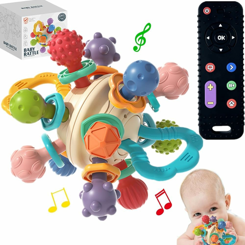 Baby Sensory Teething Toys – Baby Teethers Montessori Toys – Gifts For Infant Newborn Boys Girls 0 3 6 9 12 18 Months 1 One Year Old – Baby Rattle Chew Toys – Toddler Educational Learning Toys  |  Push & Pull Toys All Toys Push & Pull Toys