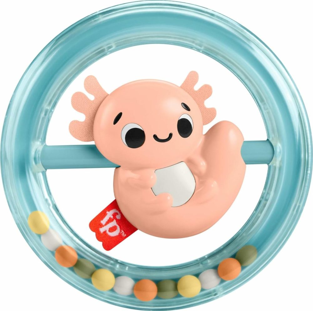 Baby Sensory Toy Shake & Spin Axolotl For Fine Motor Activity For Newborns Ages 3+ Months  |  Rattles & Plush Rings All Toys Multicolor