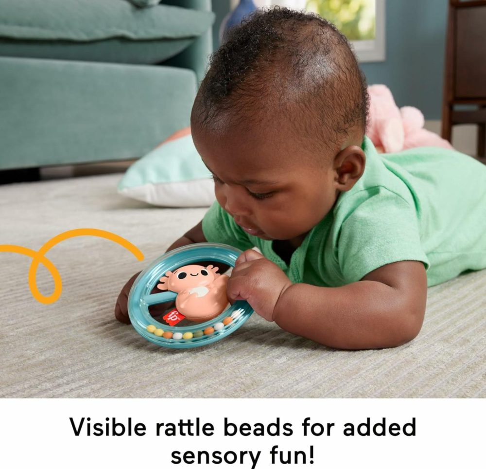 Baby Sensory Toy Shake & Spin Axolotl For Fine Motor Activity For Newborns Ages 3+ Months  |  Rattles & Plush Rings All Toys Multicolor