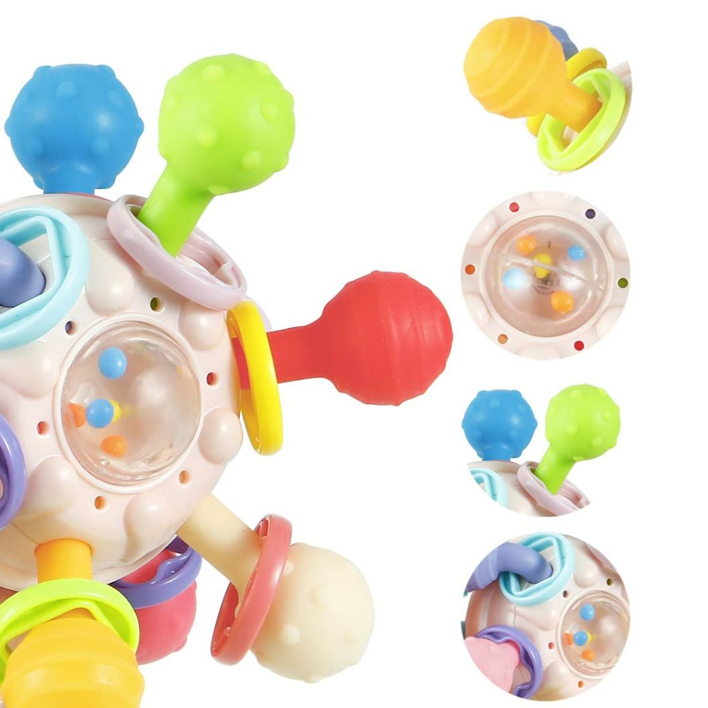 Baby Sensory Toys 0-6 Months  Silicone Baby Teether Montessori Toy Baby Grasping Activity Toy  Infant Rattle Chew Toy Teething Ball Developmental 6 To 12 Months Baby Gift  Bpa Free  |  Teethers All Toys Teethers