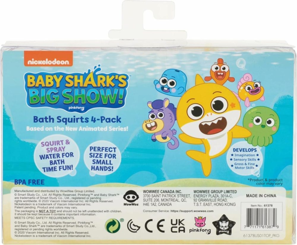 Baby Shark Bath Squirt Toy 4-Pack Big Show!  |  Bath Toys All Toys Bath Toys