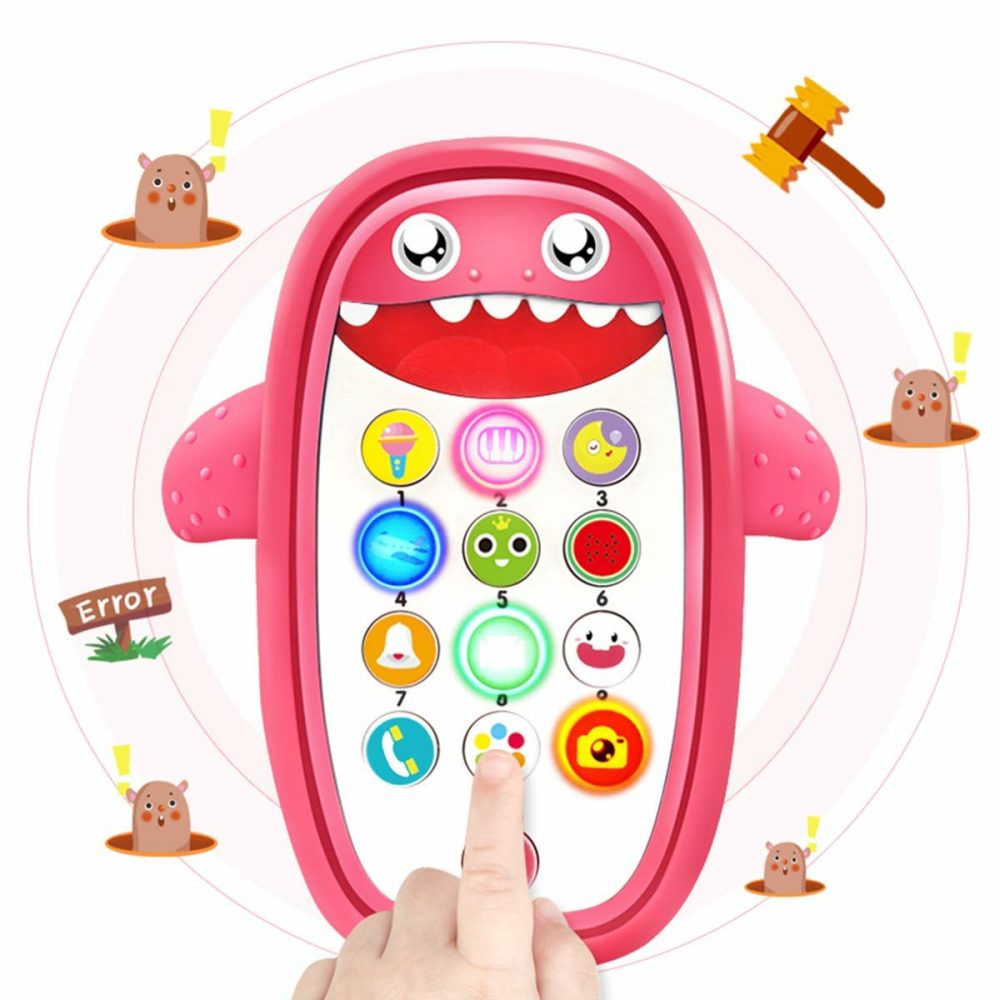 Baby Shark Cell Phone Toy Removable Teether Case  Light  Music & Adjustable Volume Kids Play & Learn Fake Phone Infant Toddler  Preschool Holiday Birthday Gift For Girl Boy 0-6  6-18 Months (Red)  |  Musical Toys All Toys Red