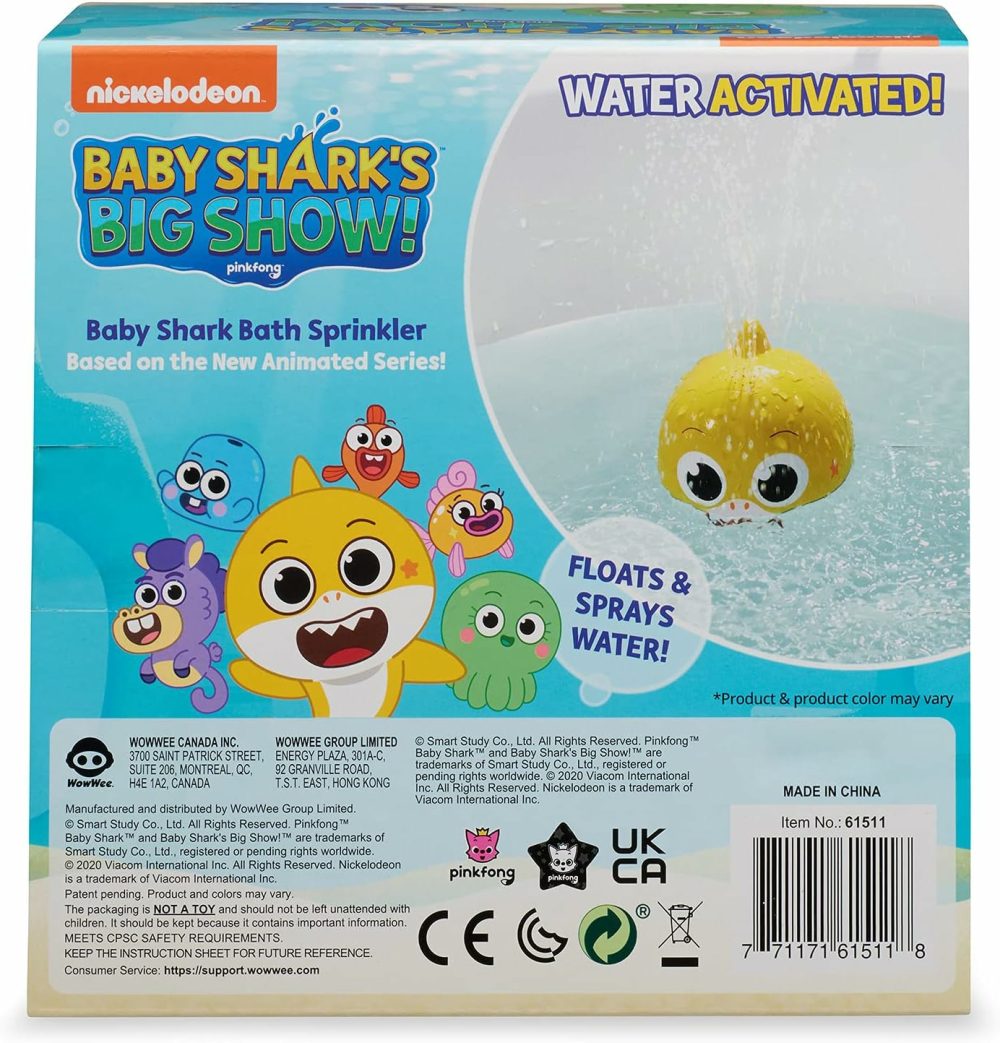 Baby Shark’s Big Show! Bath Sprinkler And Water Toy – Kids Bath Toys,Yellow  |  Bath Toys All Toys Bath Toys