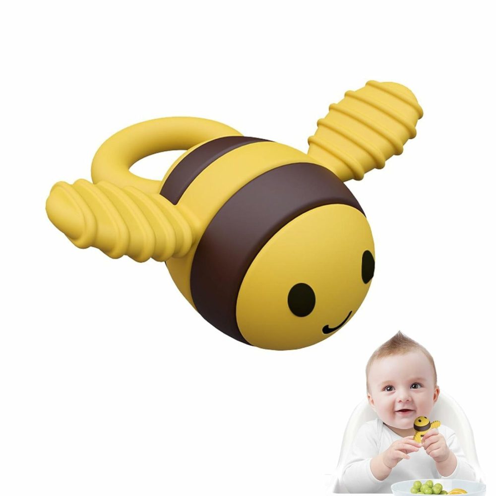 Baby Silicone Teether Toy,Baby Teething Toys For 18 Months Boys Girls Babies  Cute Bee Shape Bpa-Free Silicone Baby Chew Toys For Sensory Exploration And Relief Teething Itching (Yellow)  |  Teethers All Toys Teethers