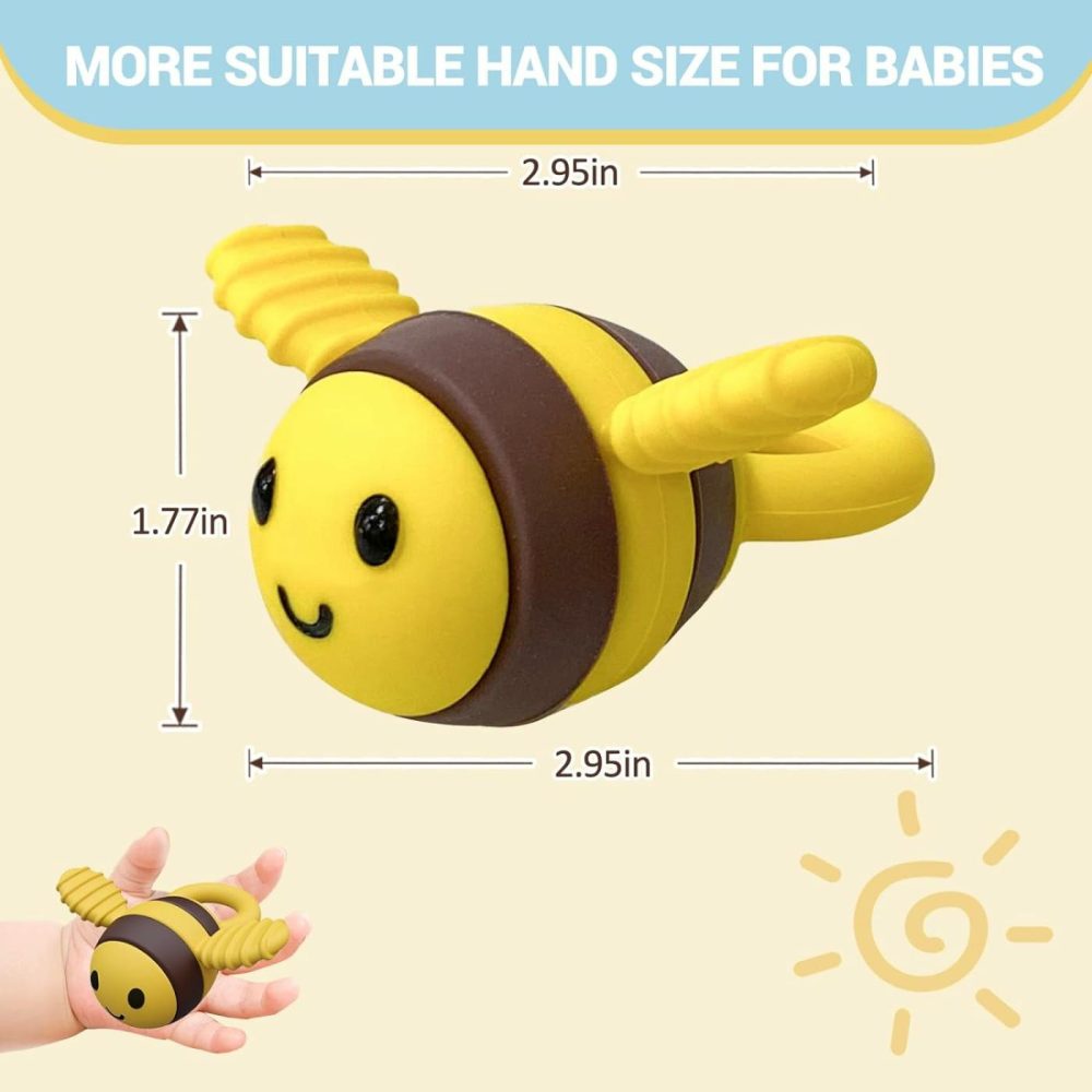 Baby Silicone Teether Toy,Baby Teething Toys For 18 Months Boys Girls Babies  Cute Bee Shape Bpa-Free Silicone Baby Chew Toys For Sensory Exploration And Relief Teething Itching (Yellow)  |  Teethers All Toys Teethers