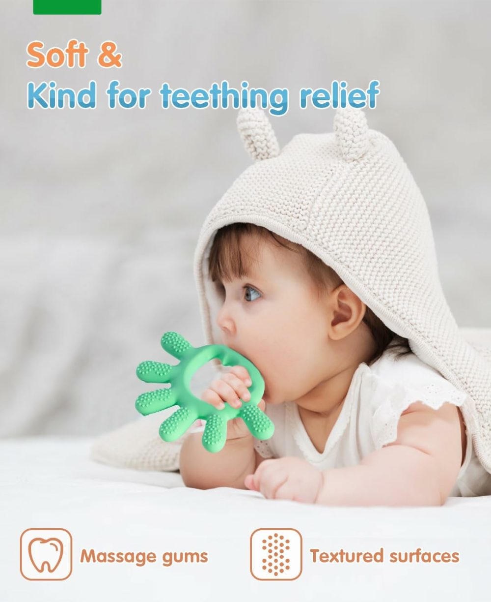 Baby Silicone Teething Toys  Food Grade Teethers For Babies 0-6 Months|6-12 Months  Fingers Teething Relief Infant Chew Toys  3 4 5 Month Old Developmental Baby Boy Girl Toys Gifts  |  Teethers All Toys Teethers