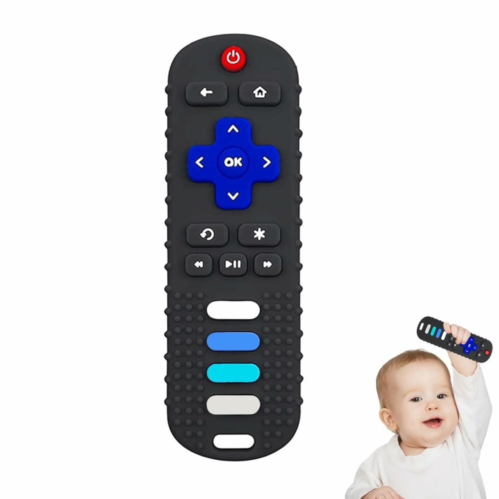 Baby Silicone Teething Toys  Toy Remote For Toddlers 6-18 Months  Kids Remote Teething Toy  Tv Remote Teether Toys  Bpa Free & Refrigerator Safe  |  Teethers All Toys Black-01