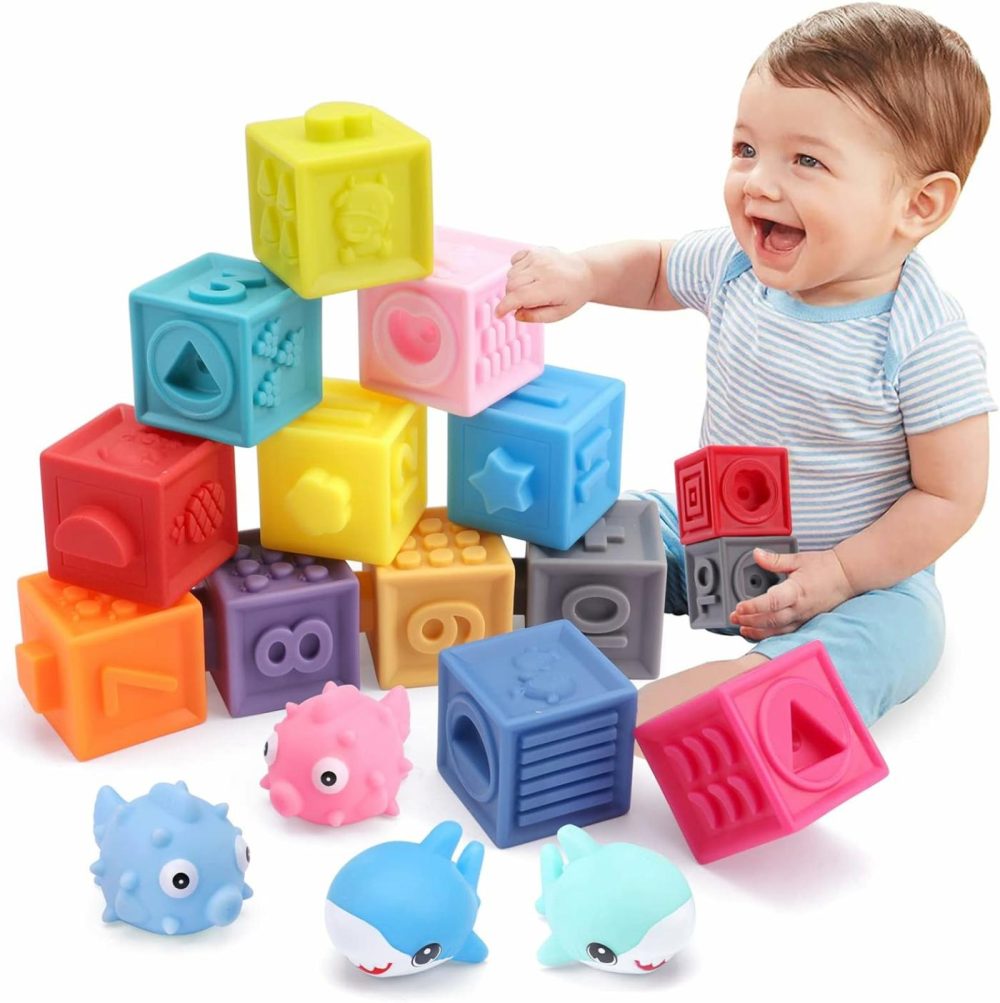 Baby Soft Blocks  16Pcs Stacking Building Blocks For Toddlers 1-3  Teething & Sensory Toys For Babies Infant 6 9 10 12 18 Months  Learning Developmental Toys For Boys & Girls 1 2 3 Years Old  |  Sorting & Stacking Toys All Toys Sorting & Stacking Toys