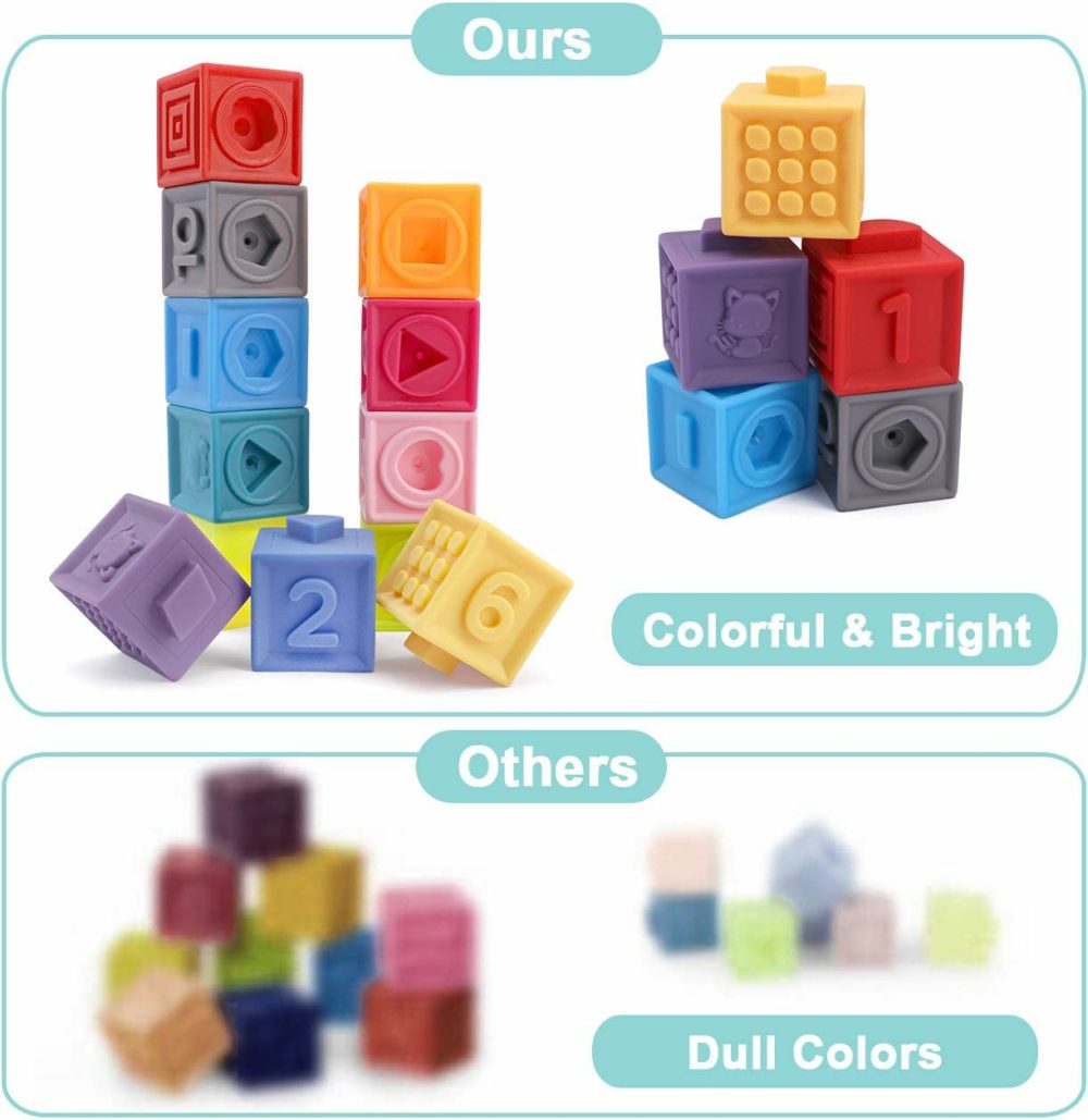 Baby Soft Blocks  16Pcs Stacking Building Blocks For Toddlers 1-3  Teething & Sensory Toys For Babies Infant 6 9 10 12 18 Months  Learning Developmental Toys For Boys & Girls 1 2 3 Years Old  |  Sorting & Stacking Toys All Toys Sorting & Stacking Toys