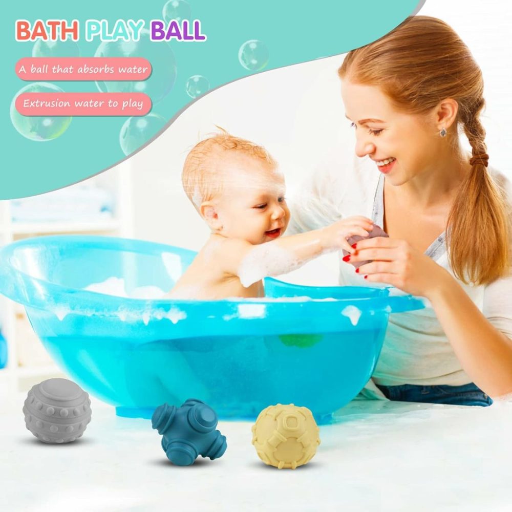 Baby Soft Textured Ball Set,Sensory Ball Toys,Sound&Bath Toys Balls,Suitable For Baby Sensory Exploration Toys Gift Over 6+ Months(4Pcs)  |  Balls All Toys Balls