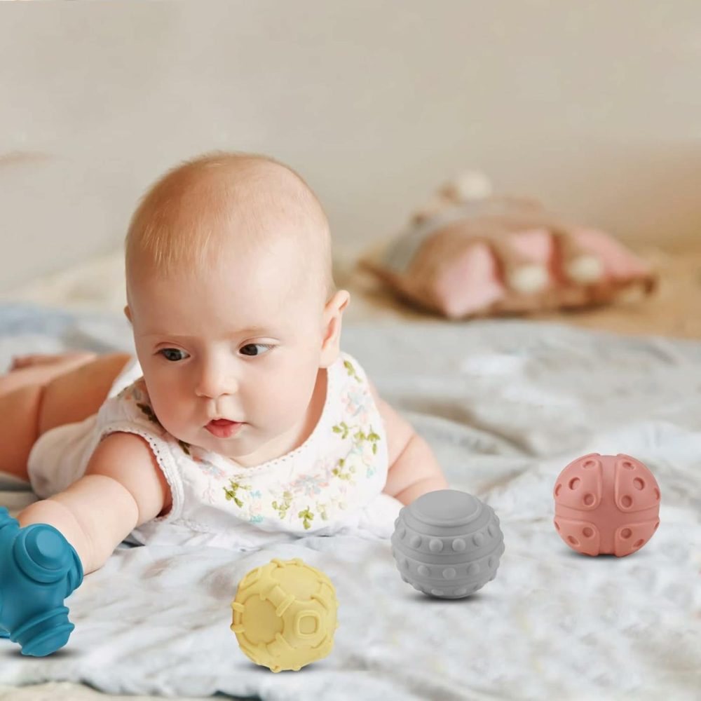 Baby Soft Textured Ball Set,Sensory Ball Toys,Sound&Bath Toys Balls,Suitable For Baby Sensory Exploration Toys Gift Over 6+ Months(4Pcs)  |  Balls All Toys Balls