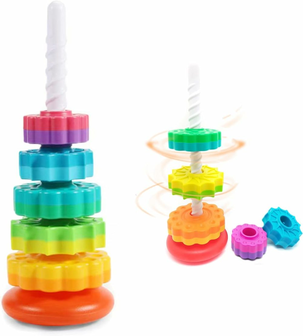 Baby Spin Stack Toy,Premium Stacking Toy For Kids,Baby Spinning Toy,Stacking Toy For Babies And Toddlers,Educational Toddler Learning Toys,Autism Spin Stack Toys,Rainbow Spinning Wheel Toys  |  Sorting & Stacking Toys All Toys Sorting & Stacking Toys