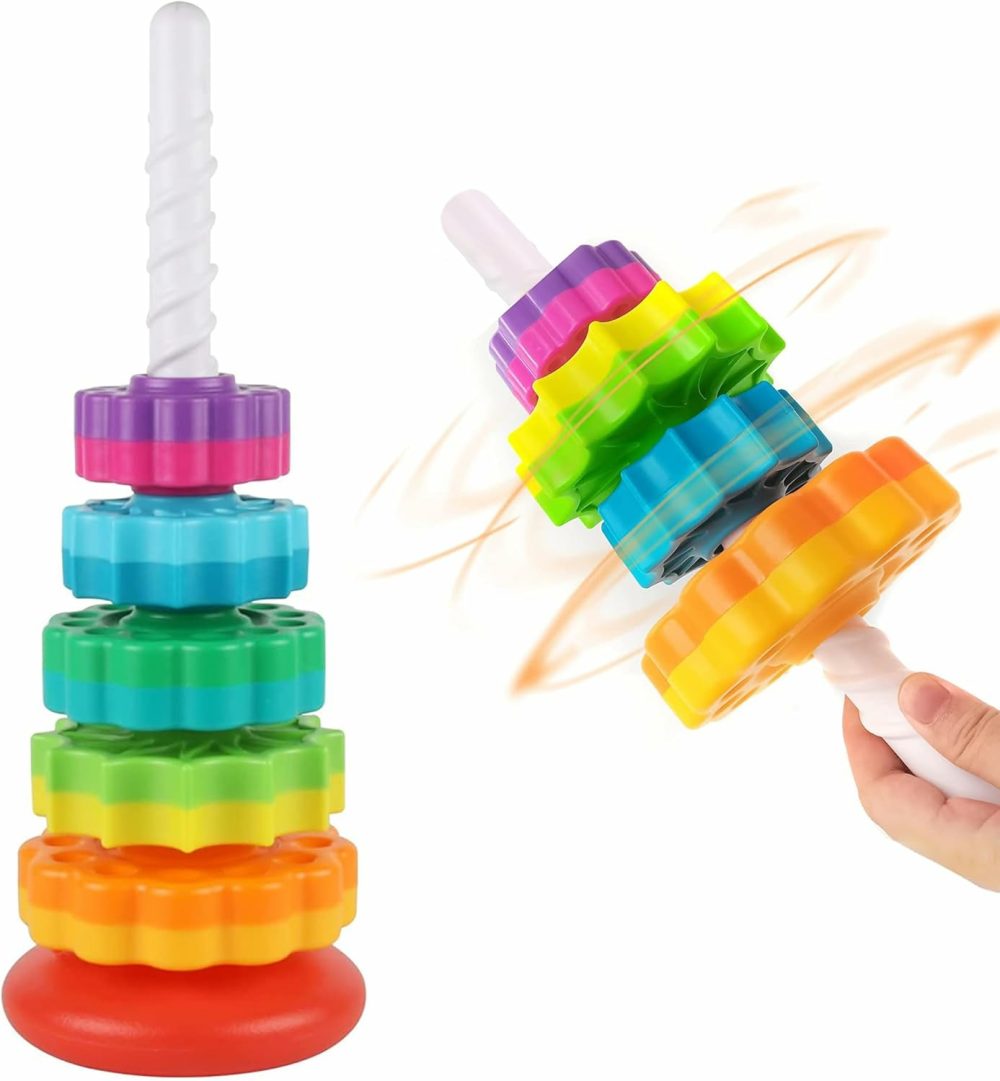 Baby Spinning Stacking Toys Sensory Toys For Toddlers 1-3  Rainbow Ring Spin Montessori Toys For Babies 6-12 Months  Autism Learning Toy For 1 2 3 One Year Old Girl Boy Christmas Birthday Gifts  |  Sorting & Stacking Toys All Toys Sorting & Stacking Toys