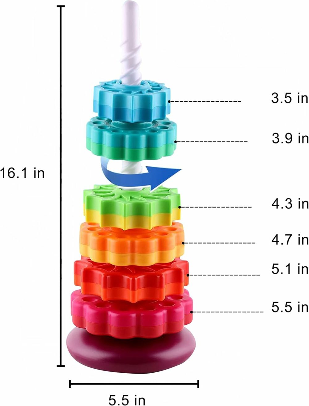 Baby Spinning Toy – Stacking Toy For Babies And Toddlers – Educational Toddler Learning Toys – Rainbow Spinning Wheel Toy For Focus  Dexterity  Brain Development  Interactive Learning Stacking Toys  |  Sorting & Stacking Toys All Toys Sorting & Stacking Toys