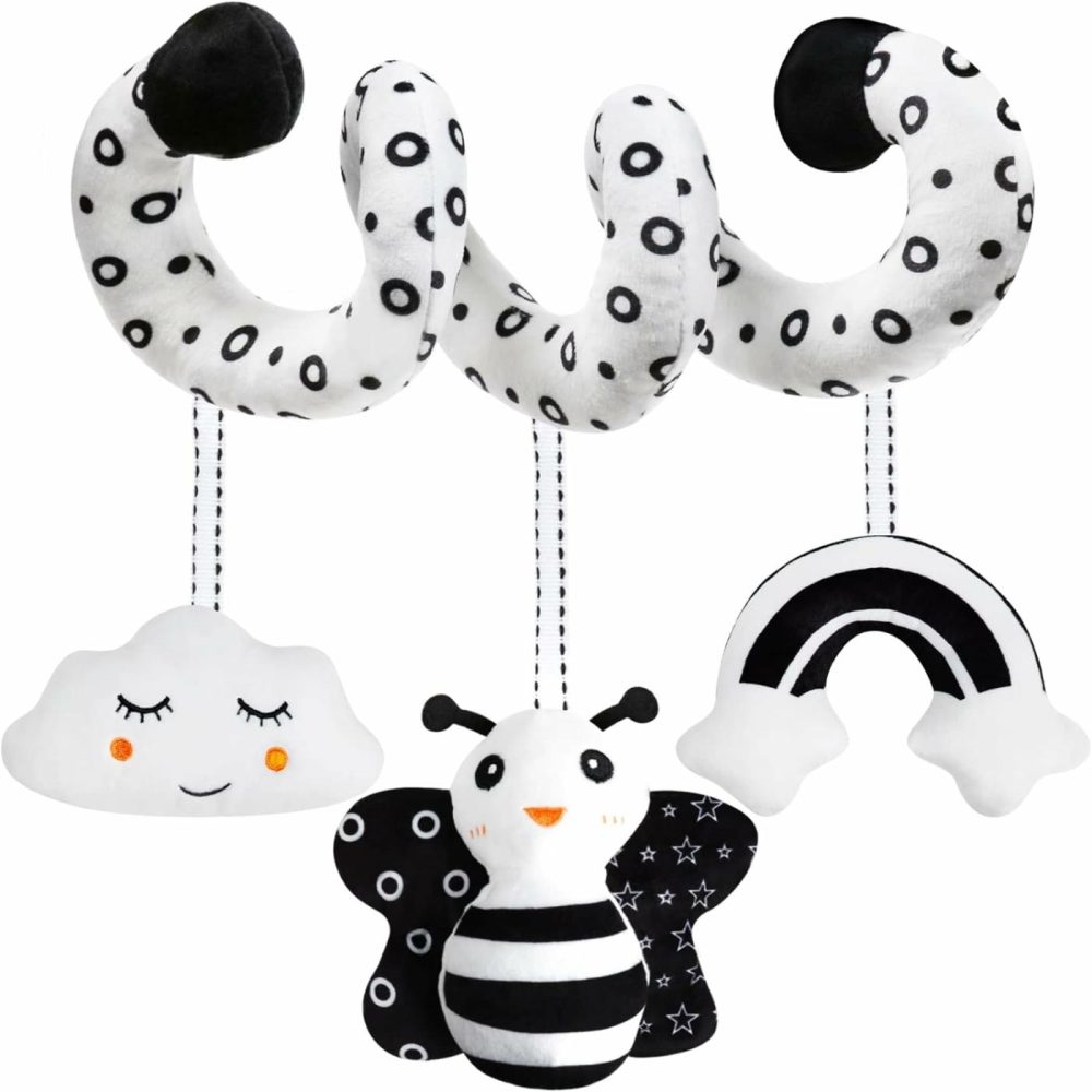 Baby Spiral Hanging Stroller And Car Seat Toys Black And White High Contrast Sensory Toy Newborn Plush Activity Toys Thank You Gifts For 0 3 6 9 12 Months Girls Boys-Bee  |  Car Seat & Stroller Toys All Toys Car Seat & Stroller Toys