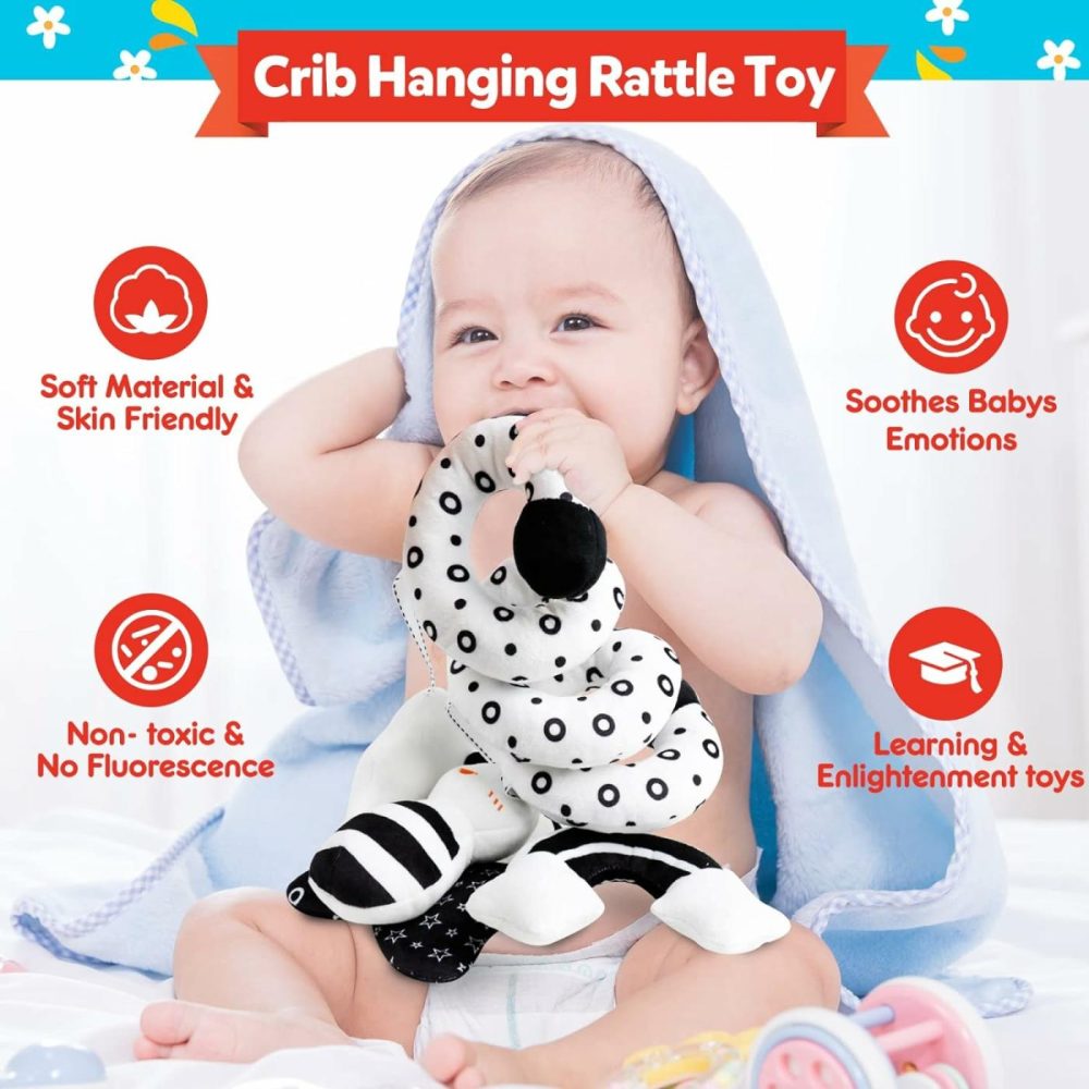 Baby Spiral Hanging Stroller And Car Seat Toys Black And White High Contrast Sensory Toy Newborn Plush Activity Toys Thank You Gifts For 0 3 6 9 12 Months Girls Boys-Bee  |  Car Seat & Stroller Toys All Toys Car Seat & Stroller Toys