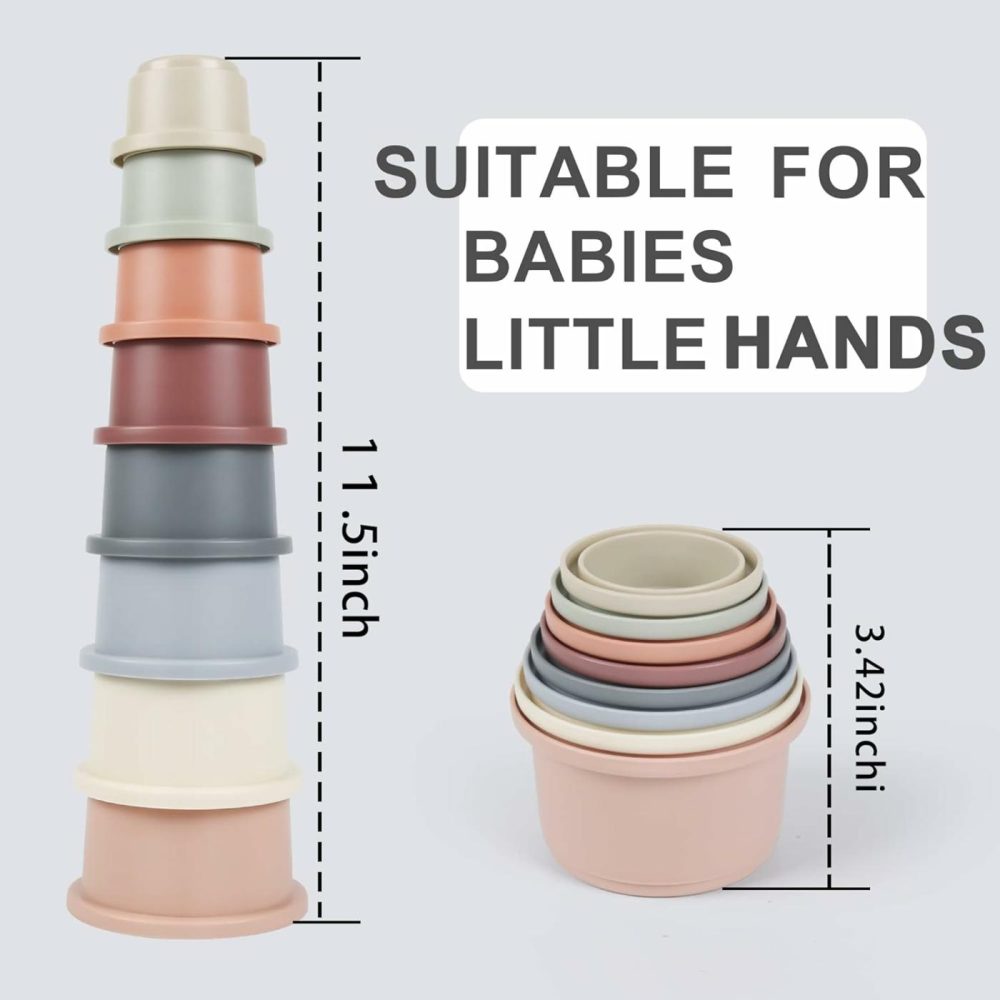 Baby Stacking Cups Bath Toy For Toddlers 1-3,8Pcs Stackable Nesting Cups Water Pool Tub Toy For 6-12 Months Infant,Early Educational Develop Montessori Gift For 2-4 Years Old Boys Girls  |  Sorting & Stacking Toys All Toys Original