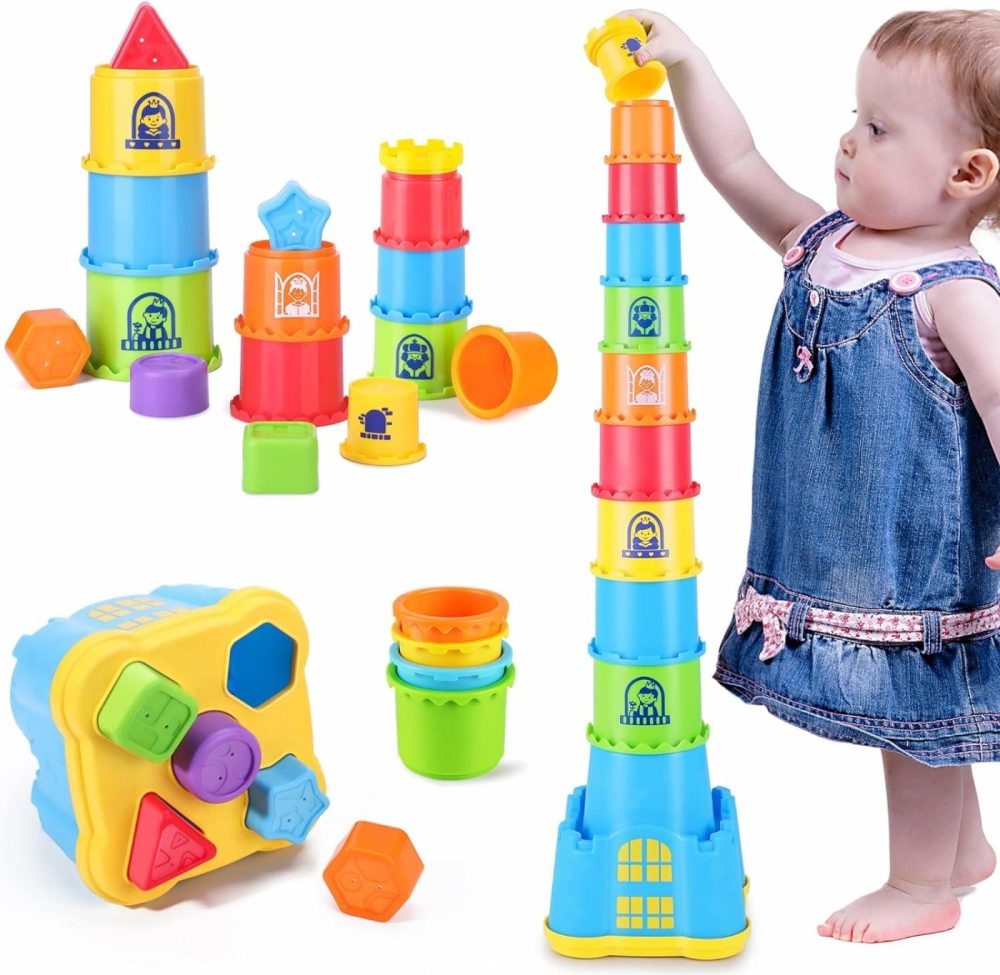 Baby Stacking Toys  Toddler Nesting Stack Cups  Infant Stackable Block  Kids Sorting Game W/Shape Sorter For Sand Bath  Birthday Gift For 12 18 24 Month 1 2 3 Year Old Boys Girls  |  Sorting & Stacking Toys All Toys Sorting & Stacking Toys