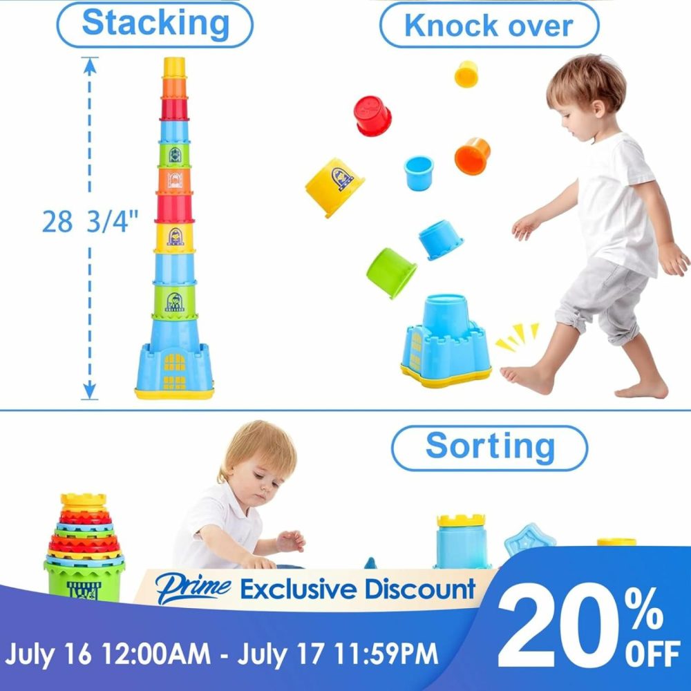 Baby Stacking Toys  Toddler Nesting Stack Cups  Infant Stackable Block  Kids Sorting Game W/Shape Sorter For Sand Bath  Birthday Gift For 12 18 24 Month 1 2 3 Year Old Boys Girls  |  Sorting & Stacking Toys All Toys Sorting & Stacking Toys