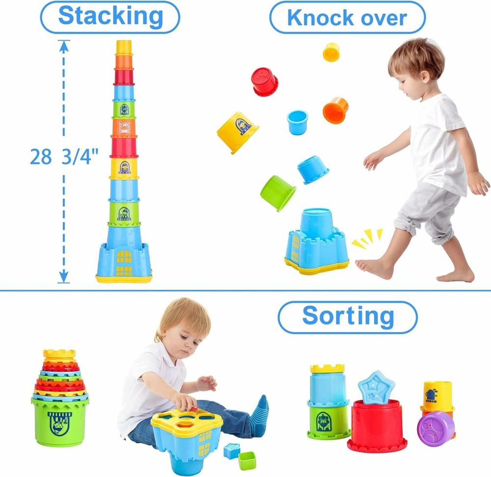 Baby Stacking Toys  Toddler Nesting Stack Cups  Infant Stackable Block  Kids Sorting Game W/Shape Sorter For Sand Bath  Birthday Gift For 12 18 24 Month 1 2 3 Year Old Boys Girls  |  Sorting & Stacking Toys All Toys Sorting & Stacking Toys