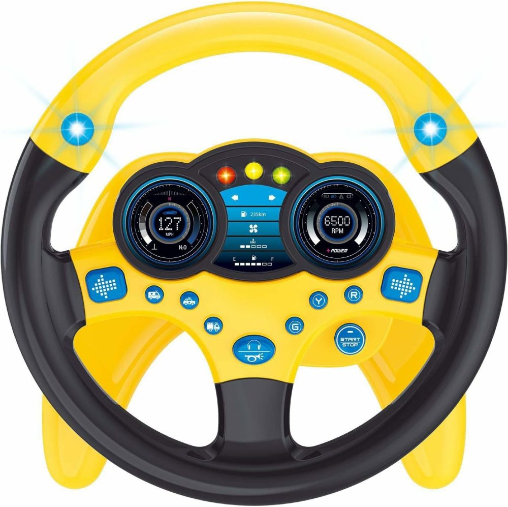 Baby Steering Wheel Toy  Kids Steering Wheel For Car Backseat A Variety Of Car Sound Effects To Develop Baby’s Auditory Skills. (Yellow)  |  Car Seat & Stroller Toys All Toys Car Seat & Stroller Toys