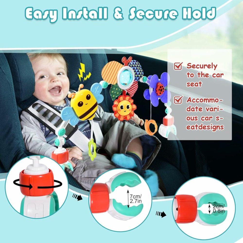 Baby Stroller Arch Toy Car Seat Toys Activity Mobile Musical Toys Ideal For Infant Boys Girls Sleep Baby Travel Toy Arch For Baby 0-24 Months-Butterfly  |  Car Seat & Stroller Toys All Toys Butterfly