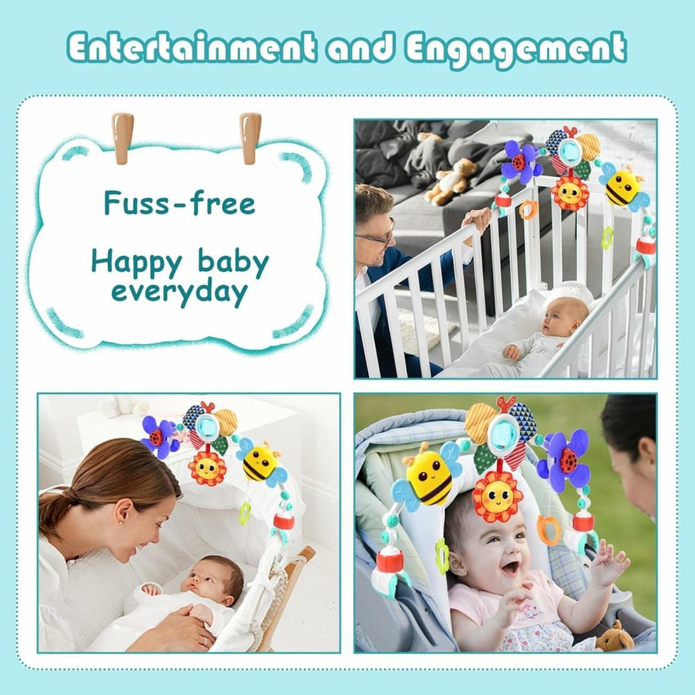 Baby Stroller Arch Toy Car Seat Toys Activity Mobile Musical Toys Ideal For Infant Boys Girls Sleep Baby Travel Toy Arch For Baby 0-24 Months-Butterfly  |  Car Seat & Stroller Toys All Toys Butterfly