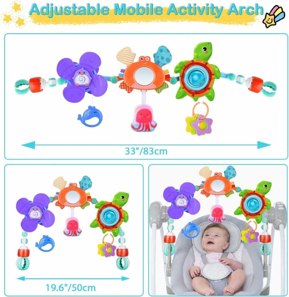 Baby Stroller Arch Toy  Crib Bouncer Bassinet Toys  Montessori Sensory Travel Infant Car Seat Toys Adjustable Mobile Activity Arch With Play Accessories  |  Car Seat & Stroller Toys All Toys Car Seat & Stroller Toys