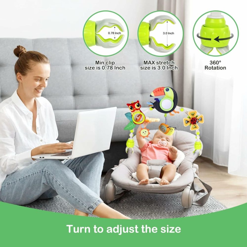 Baby Stroller Arch Toy With Teether  Rattle  Crinkle Sound  Mirror & Music Box  Newborns Sensory Activity Carrier Take-Along Toy  Adjustable For Bouncers  |  Car Seat & Stroller Toys All Toys Car Seat & Stroller Toys