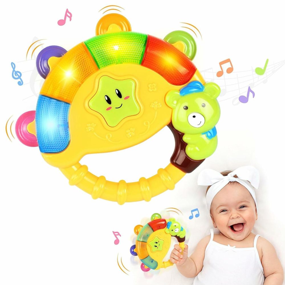 Baby Tambourine Toy With Music & Light,Toddlers Rattle,Musical Instruments,Light Up Toy,Take Along,Bpa Free,Ages 6-12 Months  |  Rattles & Plush Rings All Toys Rattles & Plush Rings