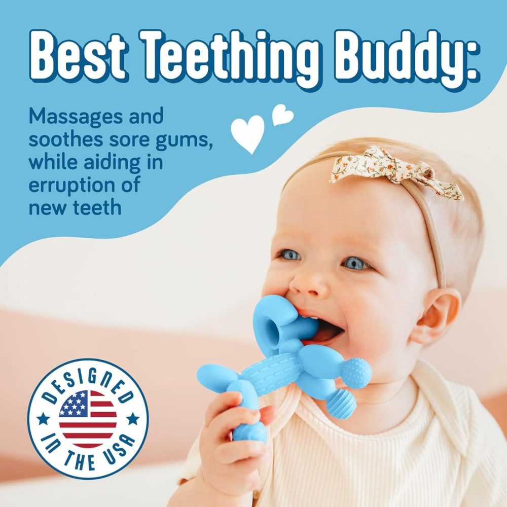 Baby Teether 100% Silicone Baby Teething Toys | Teethers For Babies 3-6 Months  6-12 Months  Infant  Newborns 0+ Bpa-Free  Certified Safe Teething Pacifier Textures For Baby Teething Relief  |  Teethers All Toys Light Blue