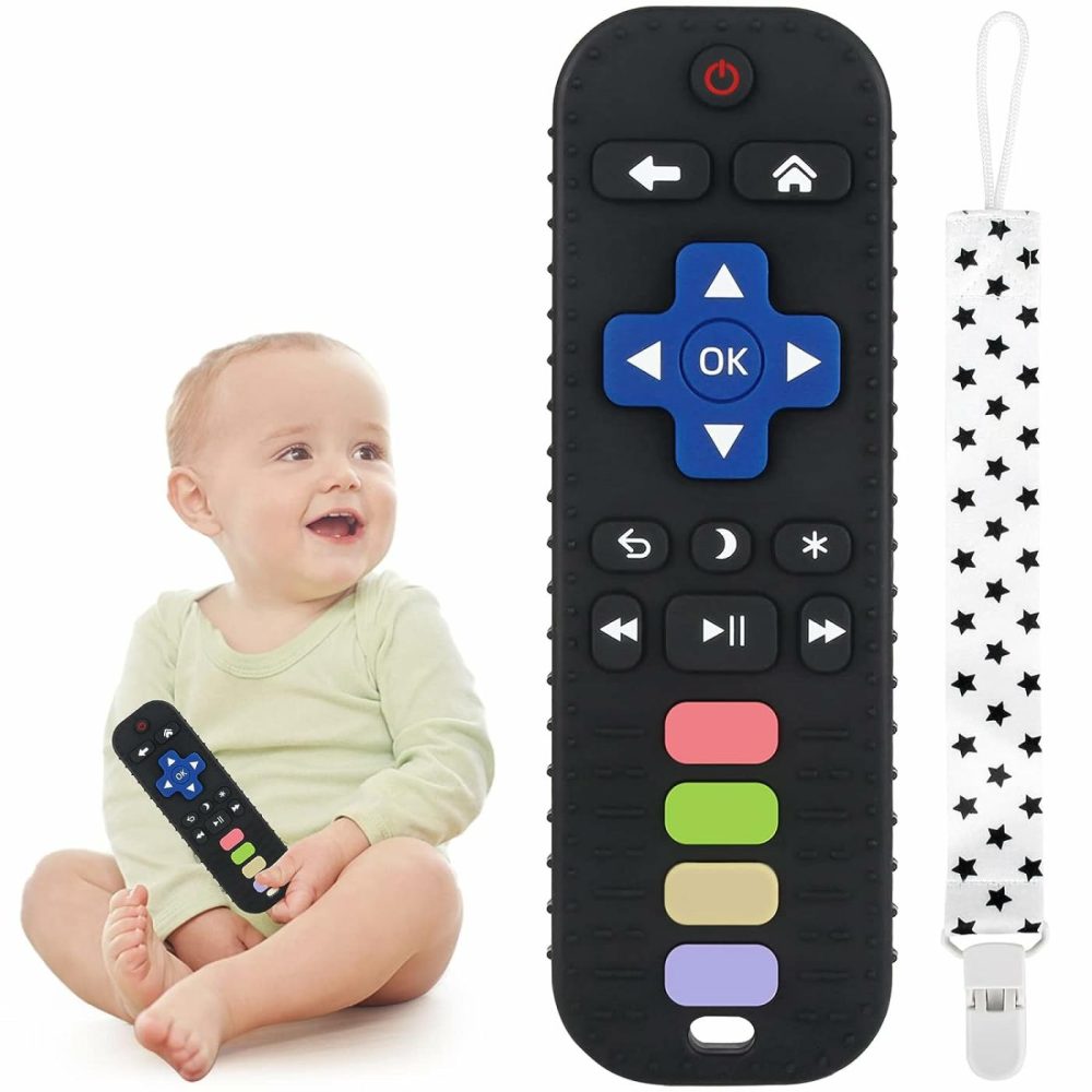 Baby Teether Toy Chew Toy For Babies 3-24 Months Tv Remote Control Shape Teething Relief Baby Toys For Infants (Black)  |  Teethers All Toys Black