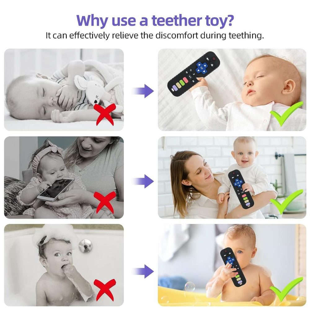 Baby Teether Toy Chew Toy For Babies 3-24 Months Tv Remote Control Shape Teething Relief Baby Toys For Infants (Black)  |  Teethers All Toys Black