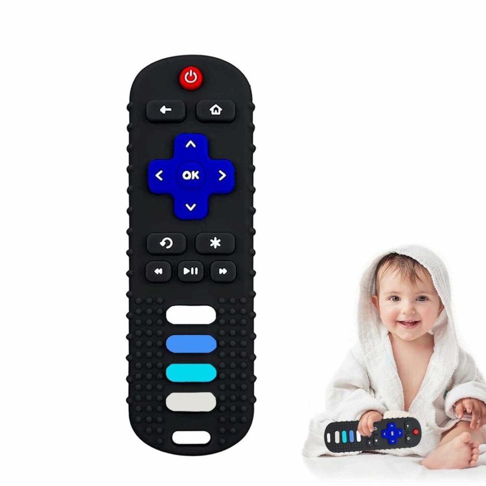 Baby Teether Toy  Tv Remote Control Shape Teething Baby Toys For Infants  Baby Chew Remote Teether Toys For Babies 3-24 Months,Bpa Free(Black)  |  Teethers All Toys Black02