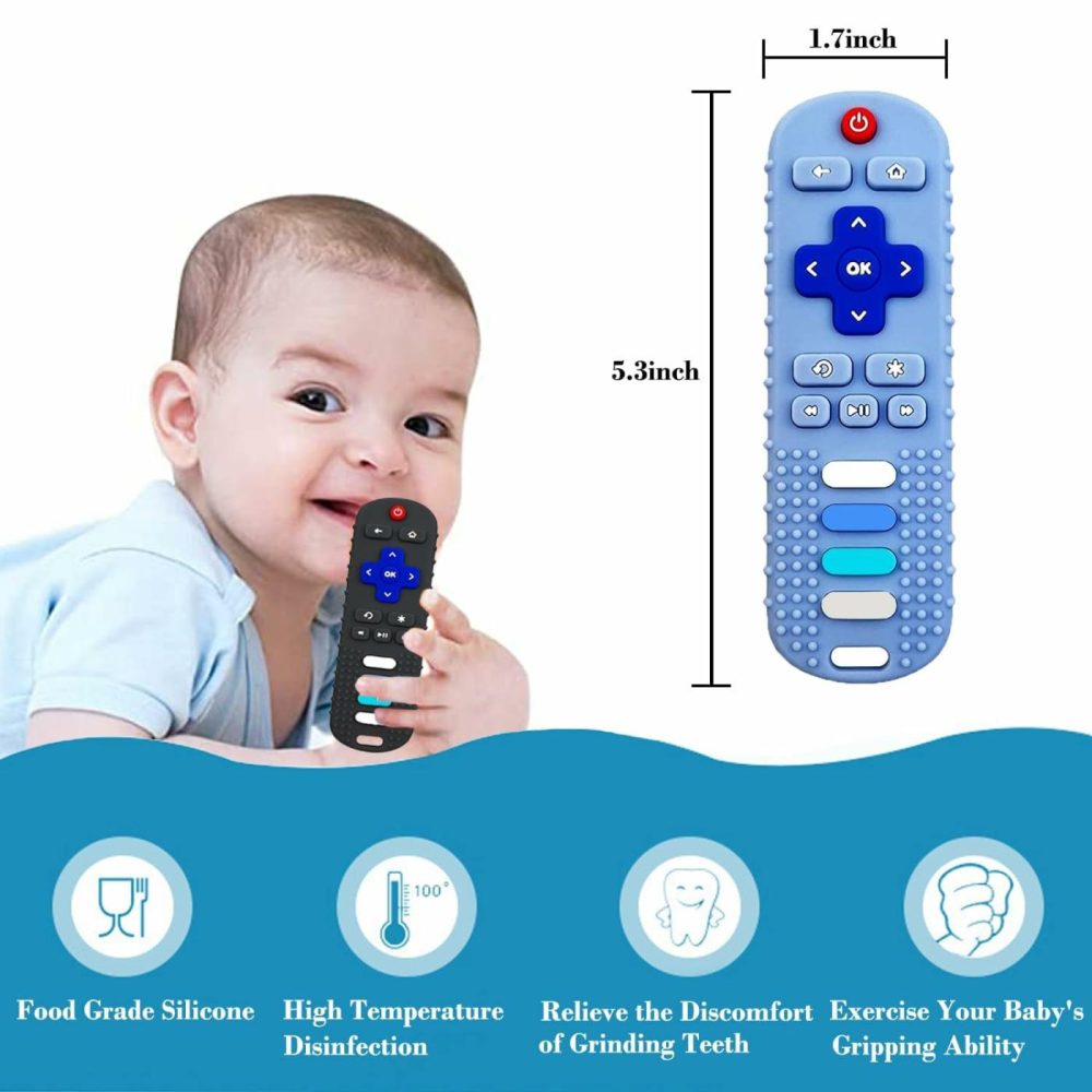 Baby Teether Toy  Tv Remote Control Shape Teething Baby Toys For Infants  Baby Chew Remote Teether Toys For Babies 3-24 Months,Bpa Free(Black)  |  Teethers All Toys Black02