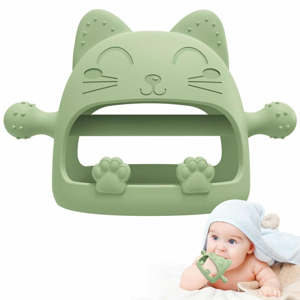 Baby Teethers 0-6 Months,Teething Toys For Babies 0-6 Months,Never Drop Baby Chew Toys For Teething Relief,Infant Hand Teether Pacifiers For 0-6 Months,Ideal Baby Toys Gifts For New Moms(Cartoon Cat)  |  Teethers All Toys Avocado