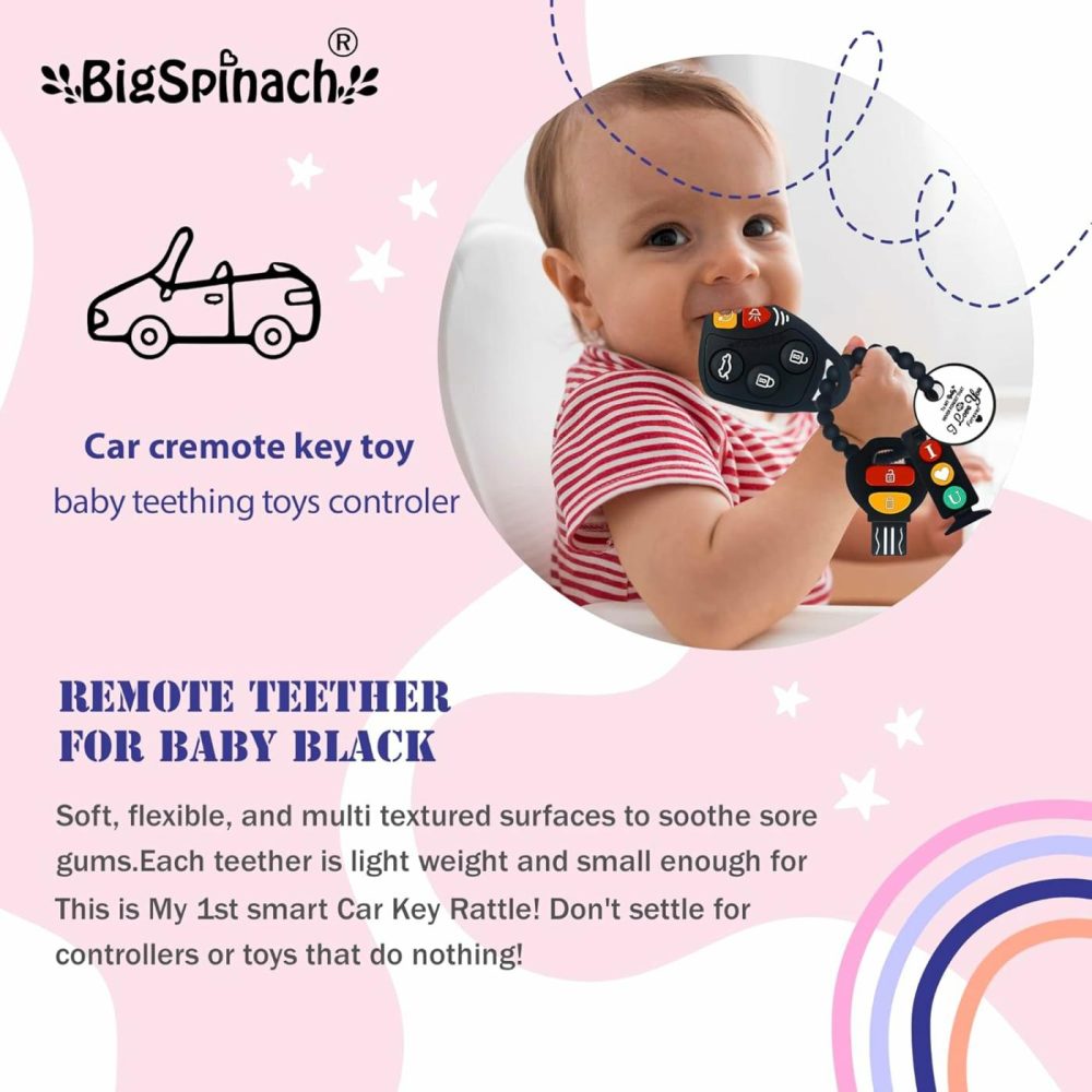 Baby Teething Keys Toys 6 To 12 Months,Gothic Car Teether Combo Set,Car Key Remote Toy Controller For Toddler(Gothic) (Gothic  Black)  |  Teethers All Toys Black