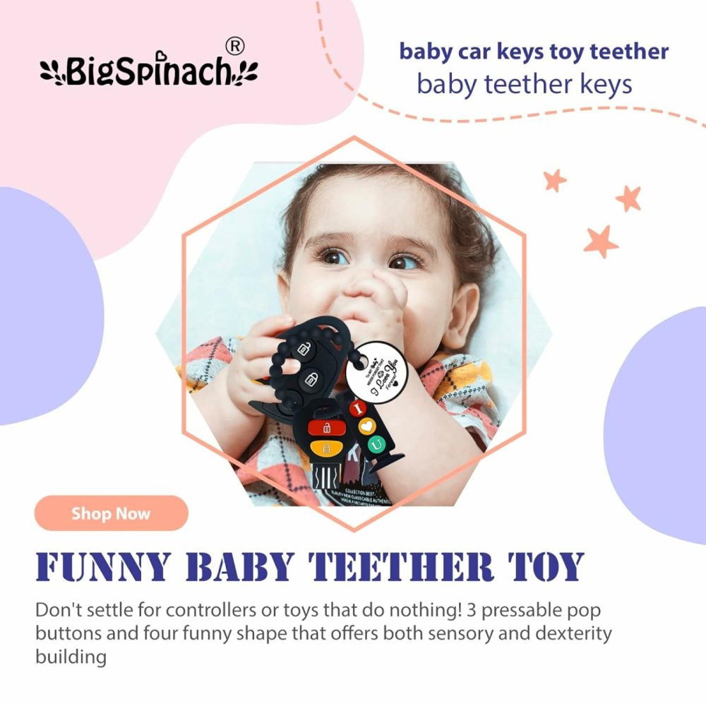 Baby Teething Keys Toys 6 To 12 Months,Gothic Car Teether Combo Set,Car Key Remote Toy Controller For Toddler(Gothic) (Gothic  Black)  |  Teethers All Toys Black