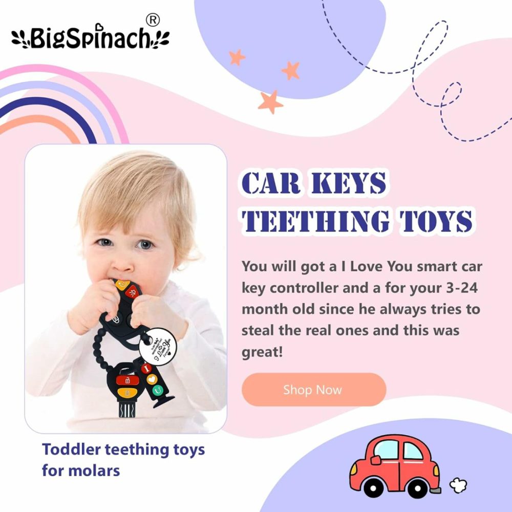 Baby Teething Keys Toys 6 To 12 Months,Gothic Car Teether Combo Set,Car Key Remote Toy Controller For Toddler(Gothic) (Gothic  Black)  |  Teethers All Toys Black