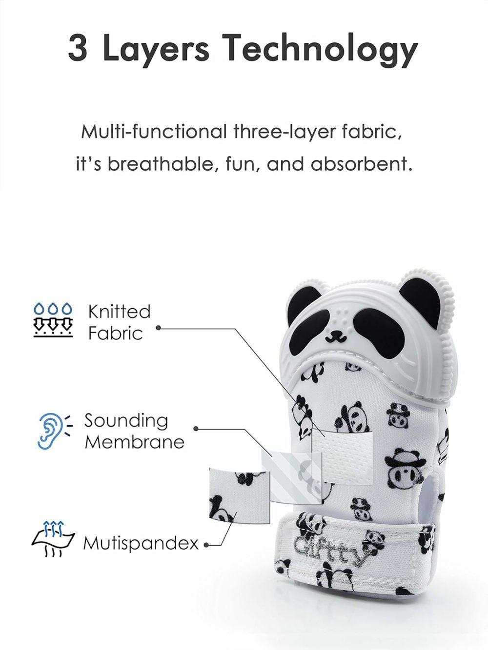 Baby Teething Mitten Panda Hand Teether Soothing Glove Wearable Teething Toy With Crinkle Sound  Multi Textured For Infants 3-12M (1 Pair)  |  Teethers All Toys Teethers