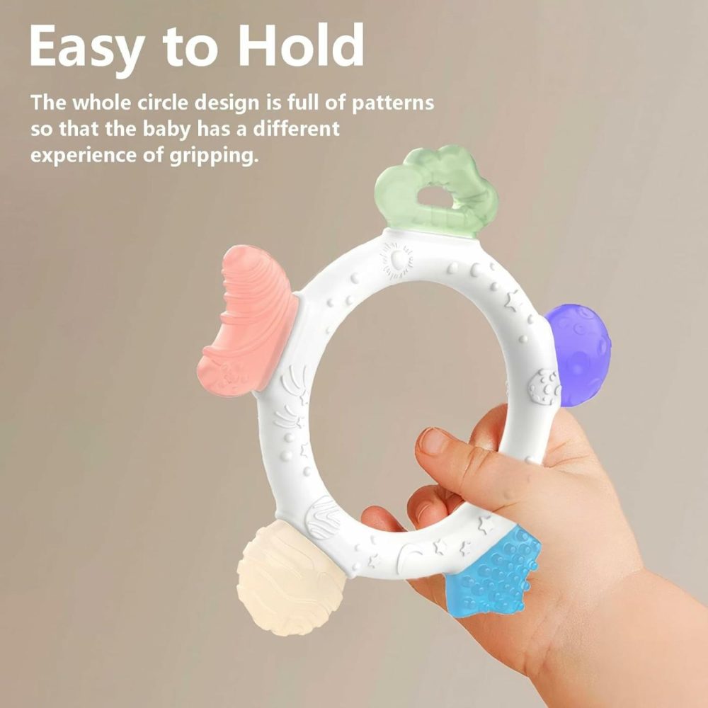 Baby Teething Ring Toys Frozen Silicone Teethers For Babies 0-6-12 Months  Soft Candy Sensory Design Sensory Teething Gums Chew Infant Toys  Boy Girl Baby Gift  |  Teethers All Toys Color Teething Ring